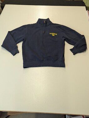 Vintage Jansport Size Small Quarter Zip Navy Michigan Sweatshirt
